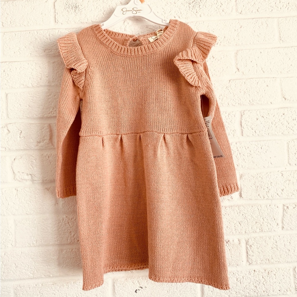 JESSICA SIMPSON SWEATER DRESS 2T TODDLER PINK MAUVE RUFFLE NEW